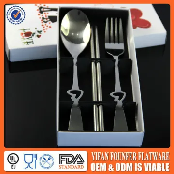 Stainless chopsticks fork spoon valentine's day promotional gifts
