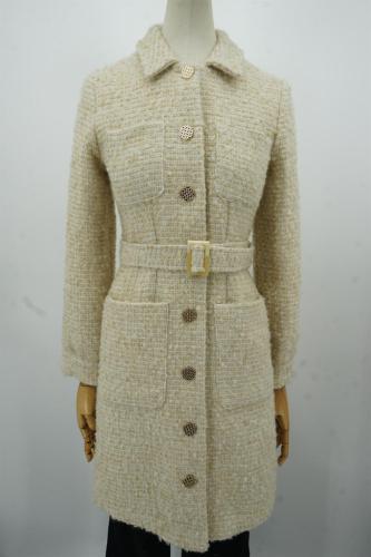 Senhoras casacos de manga comprida Tweed Fabric Ladies Dress