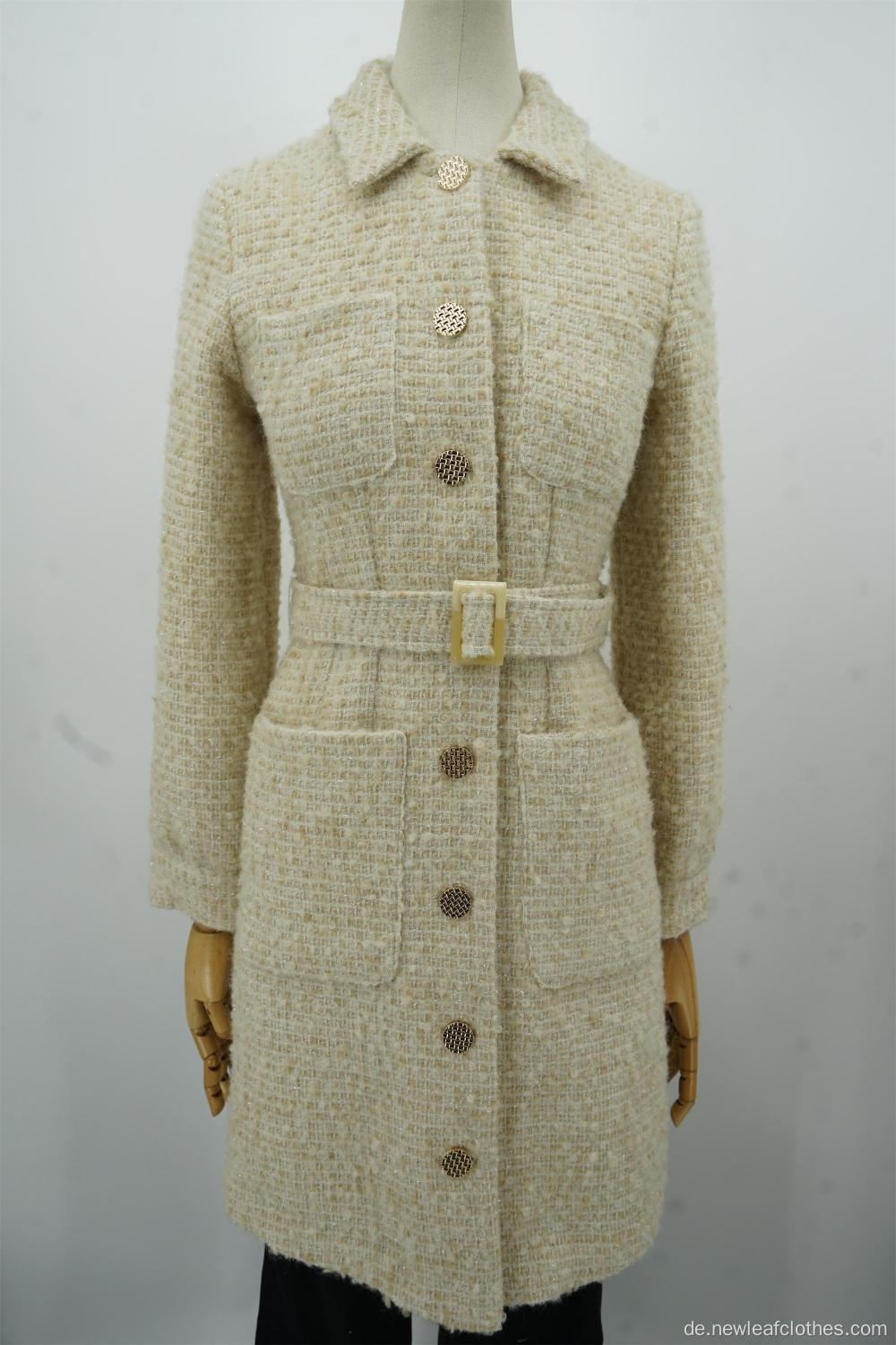 Ladies Coats Coats Langarm Tweed Stoff Ladies Kleid