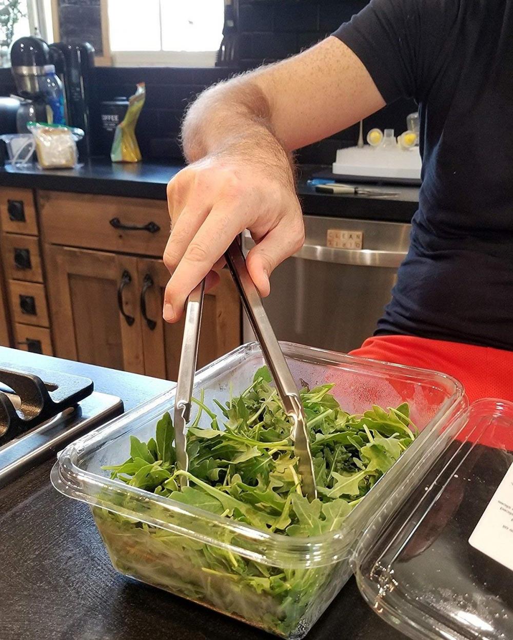 Tong de comida de pão de salada de cozinha de aço inoxidável