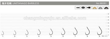 High Carbon Steel , UMITANAGO BARBLESS Fishing Hook