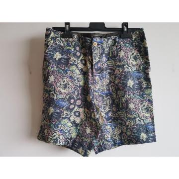 Men Line Cotton Cotton Print Digital Short