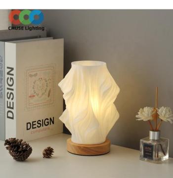 Nordic Design 3D Printed Ruffled Wireless Charging Bedside Lamp