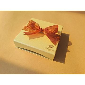 Gold Stamping Logo Jewelry Box with Ribbon