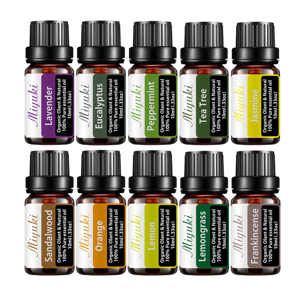 10ML 12Flavor Floral Essential Oil for Diffuser Aromatherapy Oil Pure Aroma Oil Lavender Tea Tree Oil Help Sleep