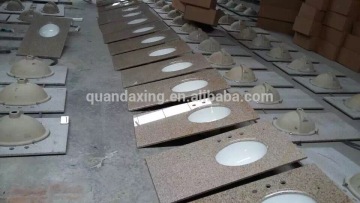 China G682 Sunset Yellow Granite Vanity Tops with Oval Ceramic Sinks