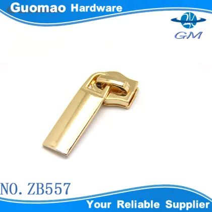 gold zipper for leather bags luggages zipper puller and slider
