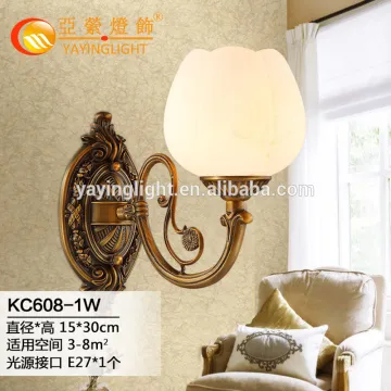 American bedroom bedside flower glass wall lamp,hallway European-style minimalist single head wall lamp