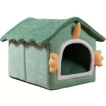 Semi-closed dog and cat house in winter
