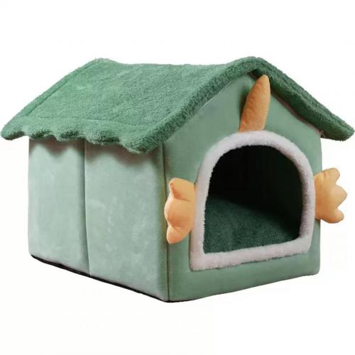 Semi-closed dog and cat house in winter