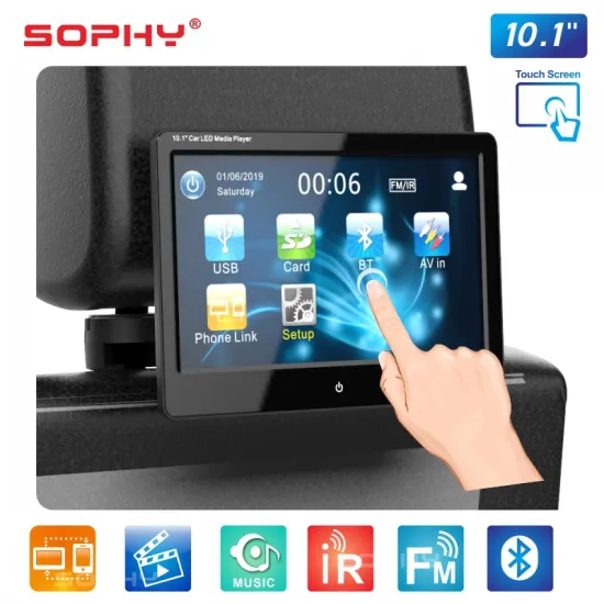 9" and 10.1 Inches Car LED Pillow Headrest Monitor Back Seat Multimedia Player MP4 MP5 Detachable Touch Screen