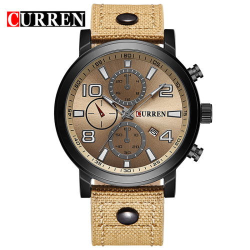 promotional curren multi function quartz watch with nylon belt
