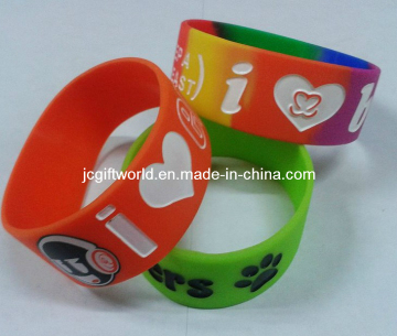 Colorful Deboosed Silicone Wristband 1inch Wide Bracelet