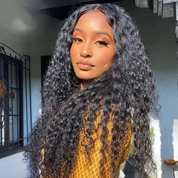 Wholesale Vendor Water Wave 4*4 Lace Closure Wig Pre Plucked Human Hair Wigs Brazilian Water Wave Lace Front Wigs
