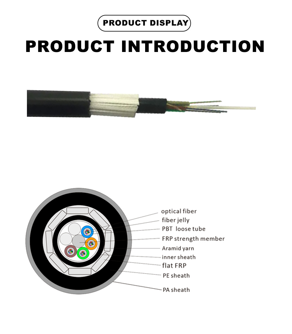 44.GYFTY74 Non-metallic Strength Member, Loose Tube SZ Stranded, Filled, PE Sheathed, Non-metallic Tape Armored, PE + Nylon Overjacket Outdoor Telecommunication Optical Cable