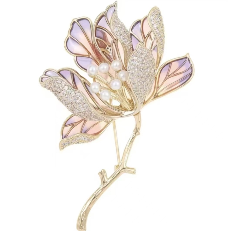pink begonia brooch