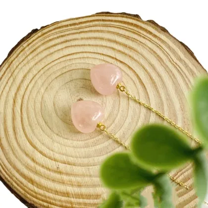 Natural Pink Crystal Sweet And Versatile Heart Earrings