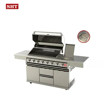 Strong Commerical Stainless Steel Natural Gas BBQ Grill with Drawers