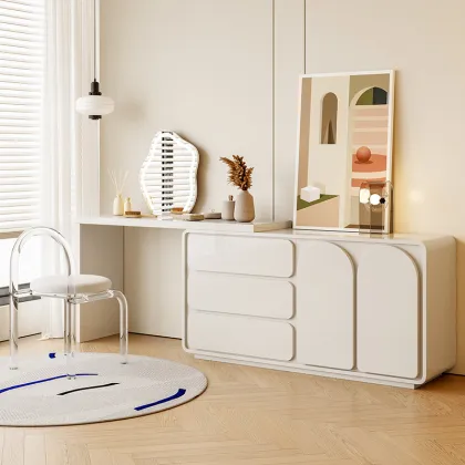 Solid Wood Modern Stretchable Dressing Table with Mirror