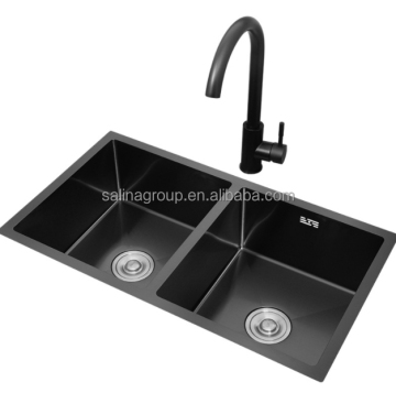 Factory Direct Sales Black Kitchen 304 Stainless Steel Handmade Thickened Double Groove Sink