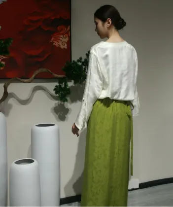 Heritage Xiangyunsha Olive Maxi Skirt