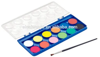 yuyao manufactory 12pcs packed watercolor cake poster paint in plastic box