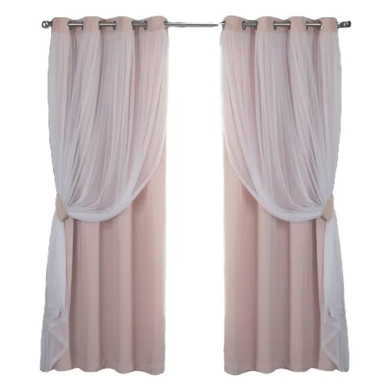 Solid Polyester Blackout Curtain with Grommet Top for Home