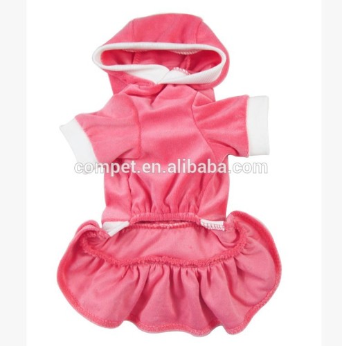 Pet Clothing Camellia Dark Pink Velvet Dog Layered Dress