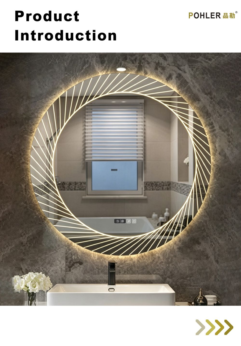 D028 Round Radial LED Bathroom Mirror X