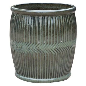 Promotional Frost Resistant Ceramic Pots For Decoration Round Bamboo Drum Type Ceramic cheap plant pots