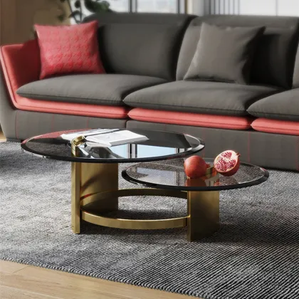 Lacquer Marble White Stainless Steel Coffee Table