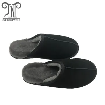 men winter warm sheepskin house slippers soft sole