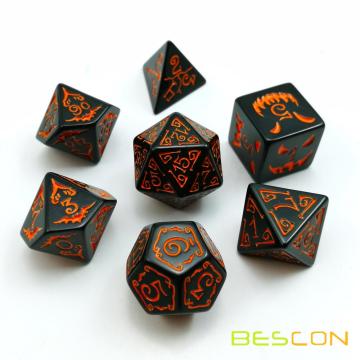 Bescon Halloween Polyhedral Dice 7pcs Set, Halloween Juego de dados RPG d4 d6 d8 d10 d12 d20 d% Juego de 7 dados de Halloween Dice-DnD