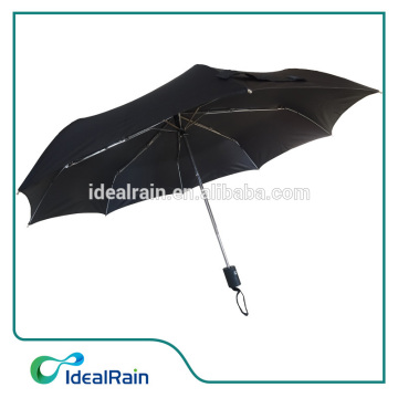 Full automatic black Nylon gentlemen's 3 Folding Umbrella for weatherproof