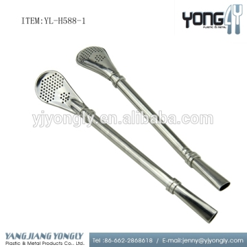 Stainless Steel Tea Cocktail Filtered Spoons Drinking Straw