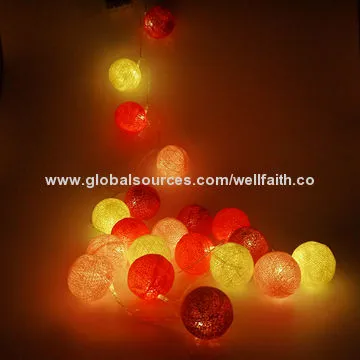 20 Cotton Balls Set String Light for Christmas, Wedding, Halloween, Gifts, 0.06W Rated Power