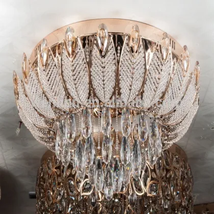golden leaves fashion crystal ceiling light for home or hotel