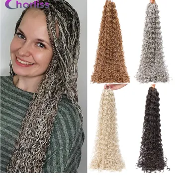 Hot Sale Colorful Brown for Russian Women Micro Box Braids ZIZI 50g 28" Curly Crochet Braids Synthetic Hair Extensions Hair