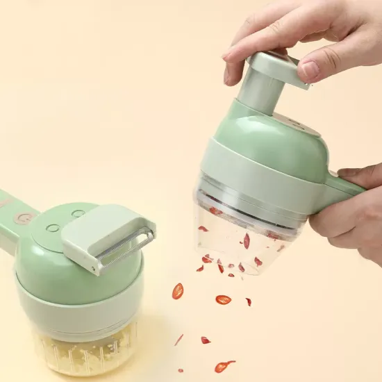4-in-1 Portable Handheld Kitchen Slicer, Chopper, and Processor for Vegetables and Foods