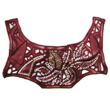 Laser Cut Faux Leather Collar, Decorated with Embroider and Sequin