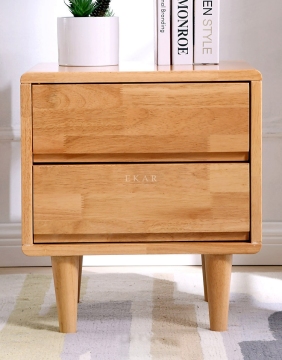 Nordic Design Solid Wood Luxury Bedside Table with 2 Drawers