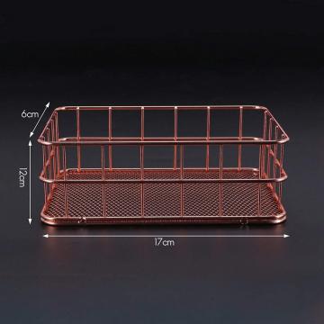 Rose Gold Basket Makeup Organizers Box