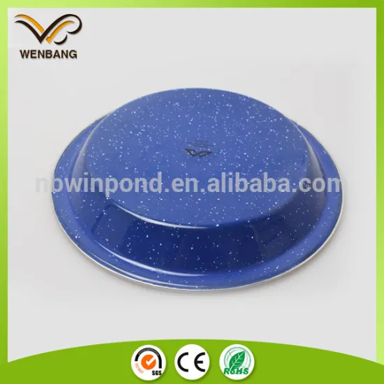Round shape stainless steel rim 22cm enamel metal dishes