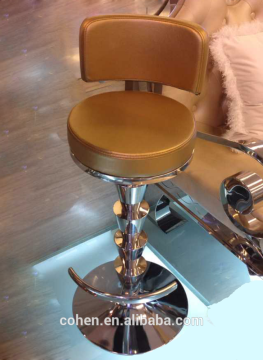 luxury design genuine leather bar high stool &Stainless steel Bar stool chair