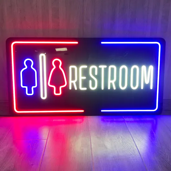 Custom LED Illuminated Neon Signs for Restrooms and Shop Fronts