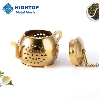 Shiny Gold Loose Leaf Tea Strainer and Infuser with Tray: Elegant Metal Tea Maker for Brewing High-Quality Teas