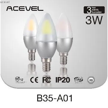 Led candle light B35 with E14,E27,B22,E26,E17 base options
