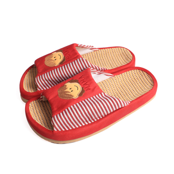 High quality comfortable linen open-toe slippers