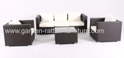 Garden Rattan Furniture Sofa Brown Wicker 