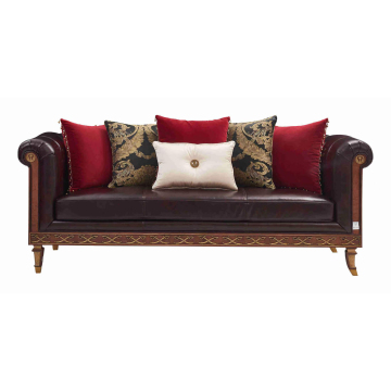 European Luxurious Solid Wood Sofa: Vintage Carved Furniture for Villa Living Rooms - Including Leather Sofas